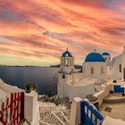 2024N-37N Santorin Oia Abendrot Griechenland Panorama