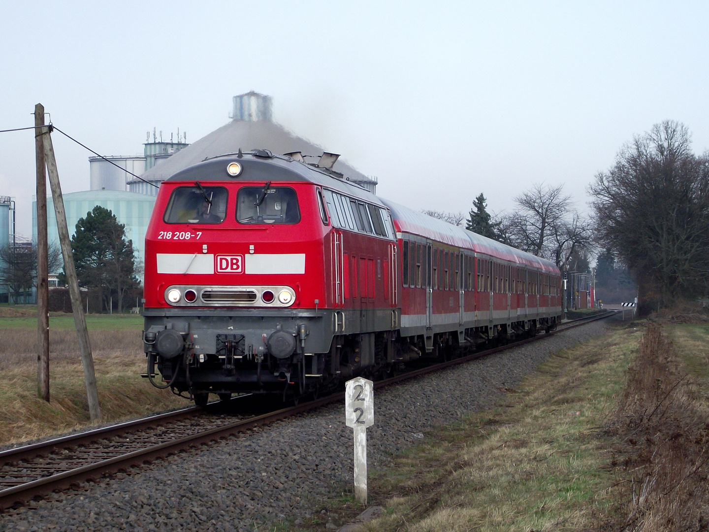 218 208 auf der RB23 / Abschnitt Erfttalbahn südlich des Hp Zuckerfabrik