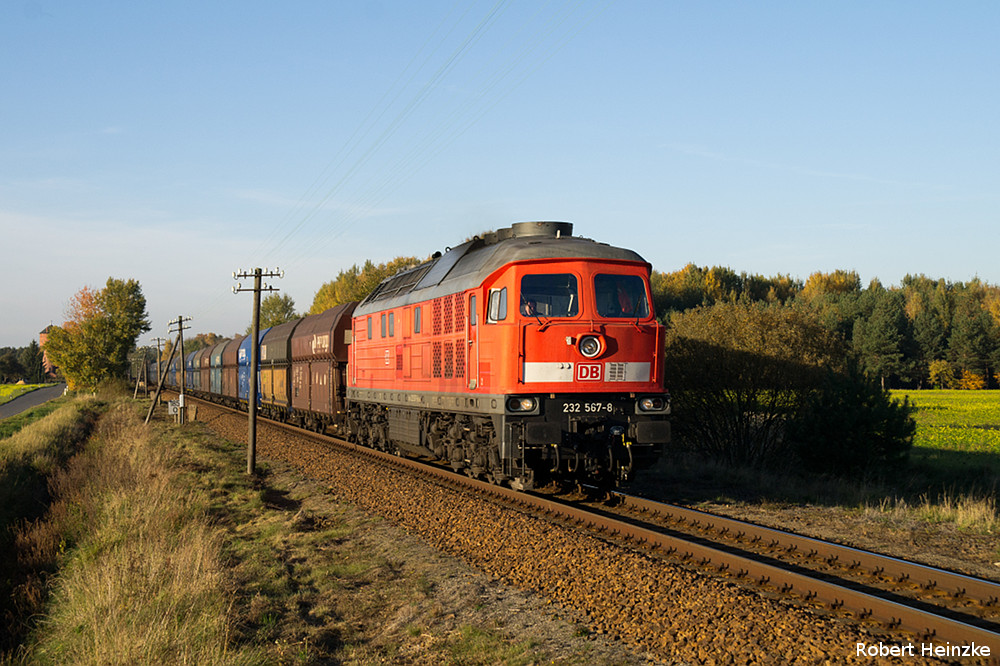 232 567 mit einem Bunkerzug am 20.10.2012