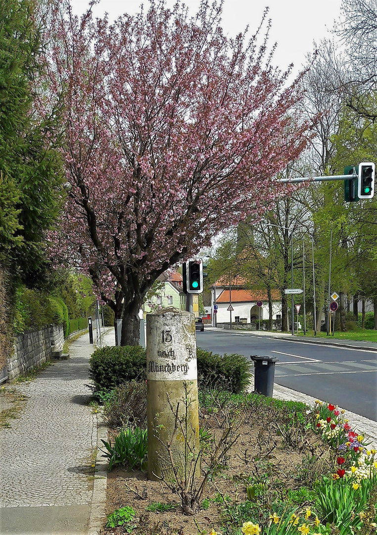 24.04.2020 Wie dazumal Stundensäule(13 km nach Münchberg)mitten in Gefrees