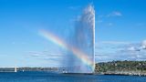 Regenbogen im Jet d'eau am Genfersee von Ben Palmer