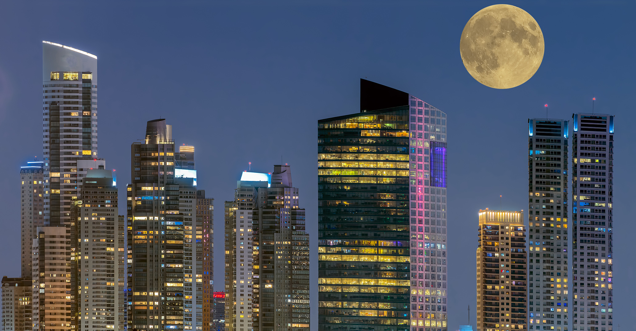 2791T Skyline Buenos Aires Argentinien Nacht Panorama mit Vollmond