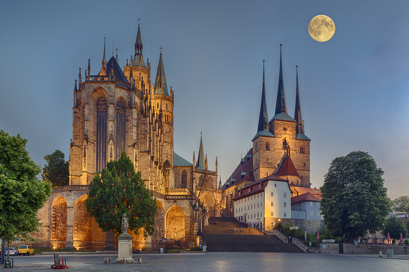 2865R-70R Dom Erfurt beleuchtet mit Vollmond