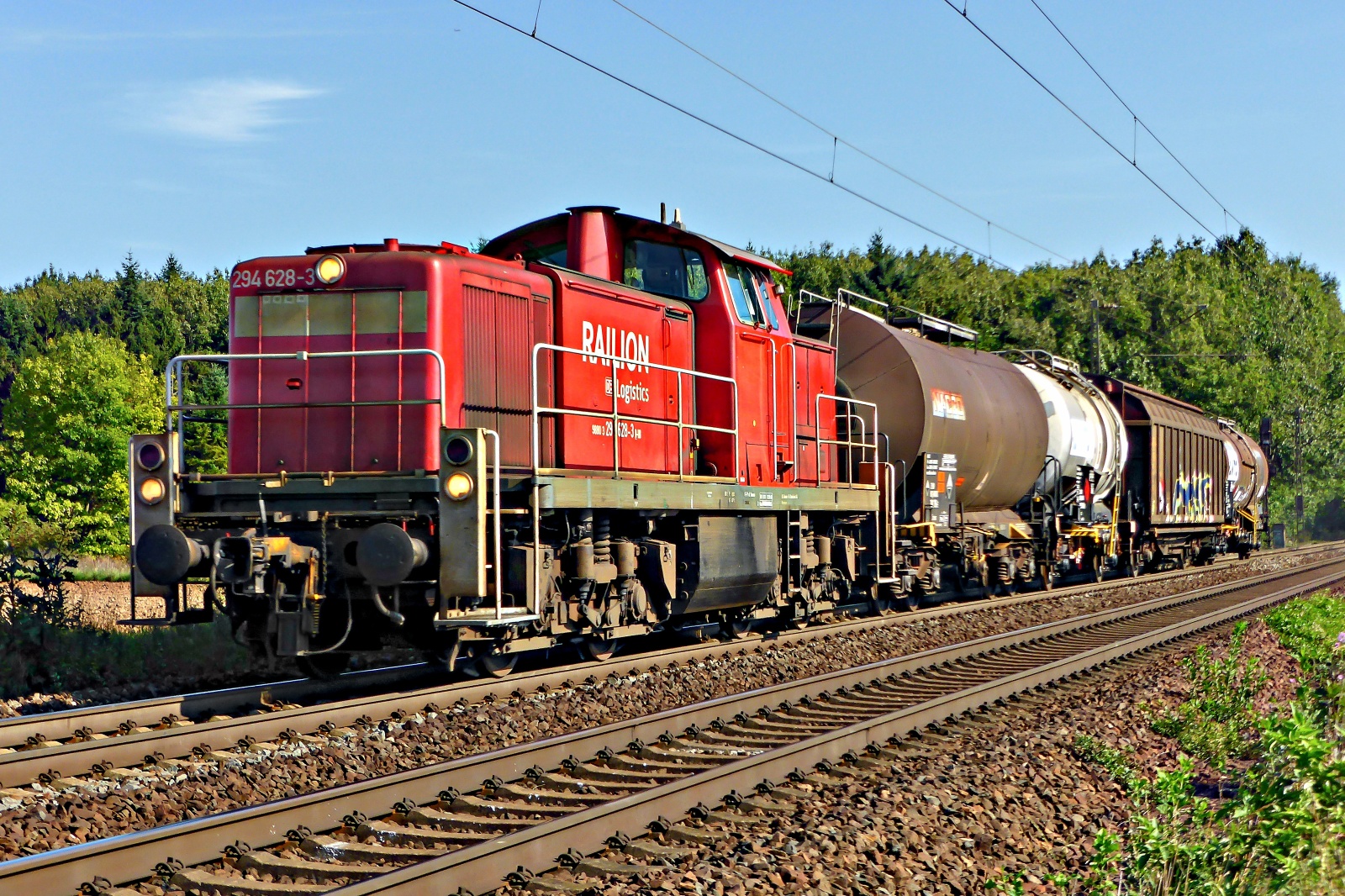 294 628-3 mit einem gem. Güterzug