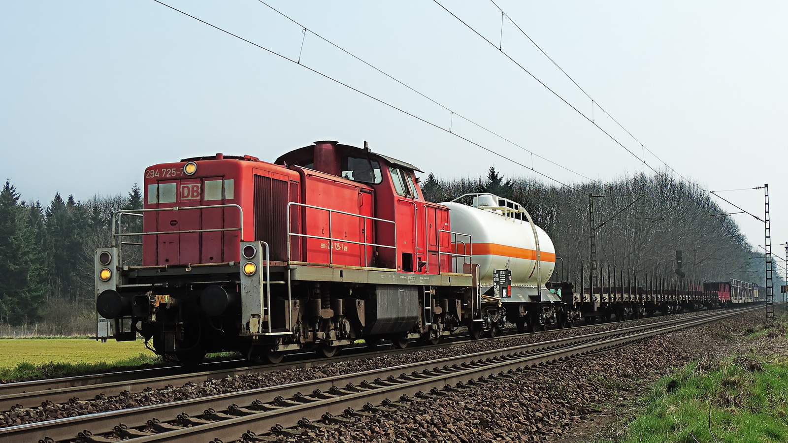 294 725-7 DB mit einem gem. Güterzug