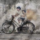 3-D Street Art "kids on bike"