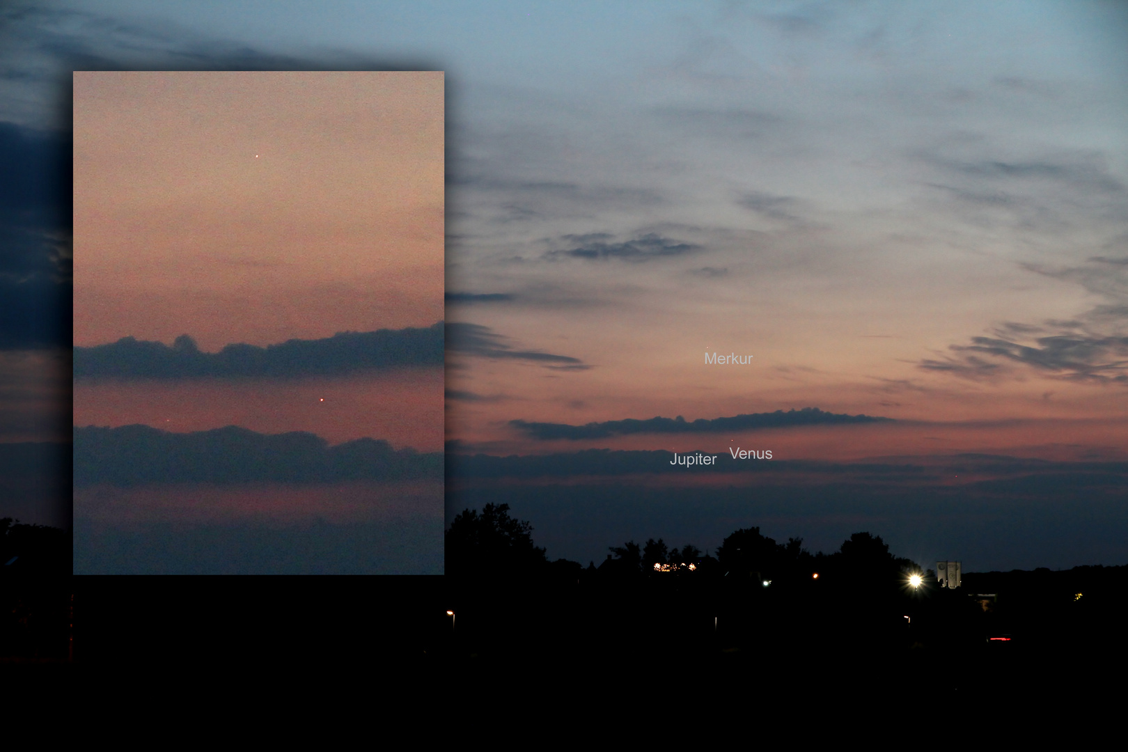 3 Planeten in der Abenddämmerung