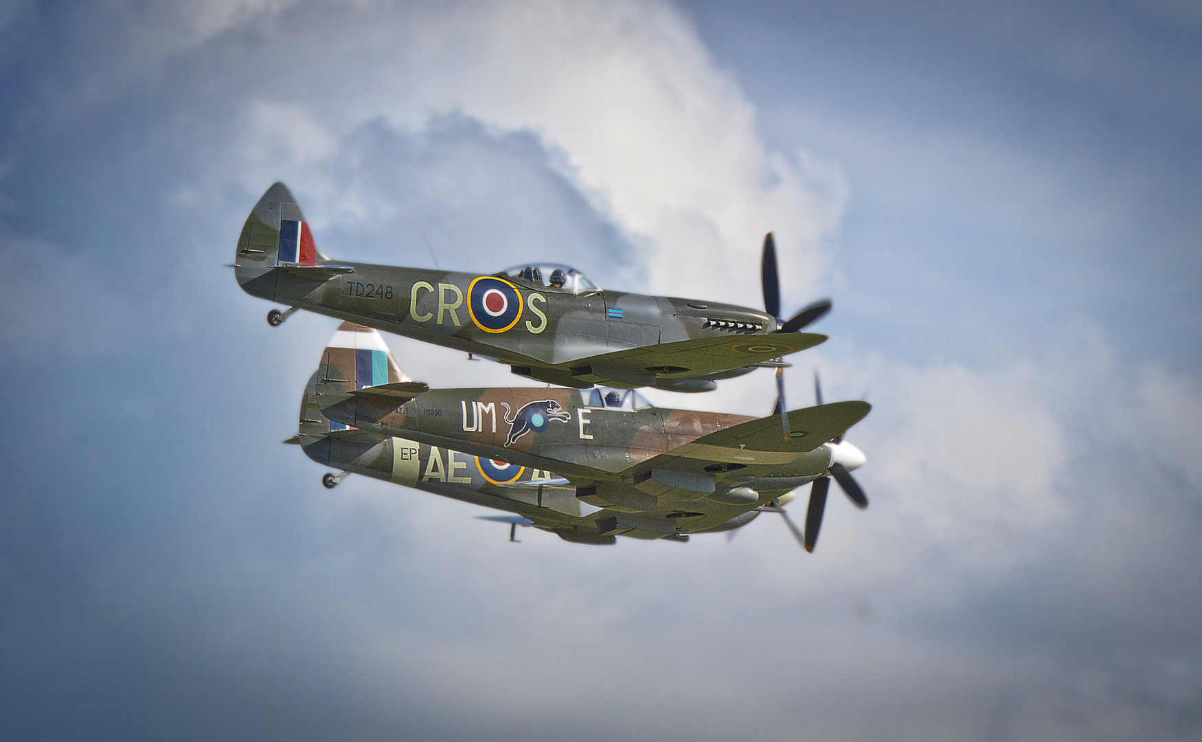 3 * Spitfire - Flying Legends - Duxford - 1 July 2012