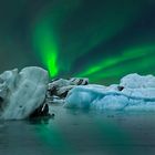 3096B Gletschersee Jökullarlon am Vatnajökull Island Nordlicht