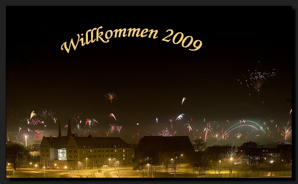 31.12.2008 24.00 Uhr über Zwickau Willkommen 2009