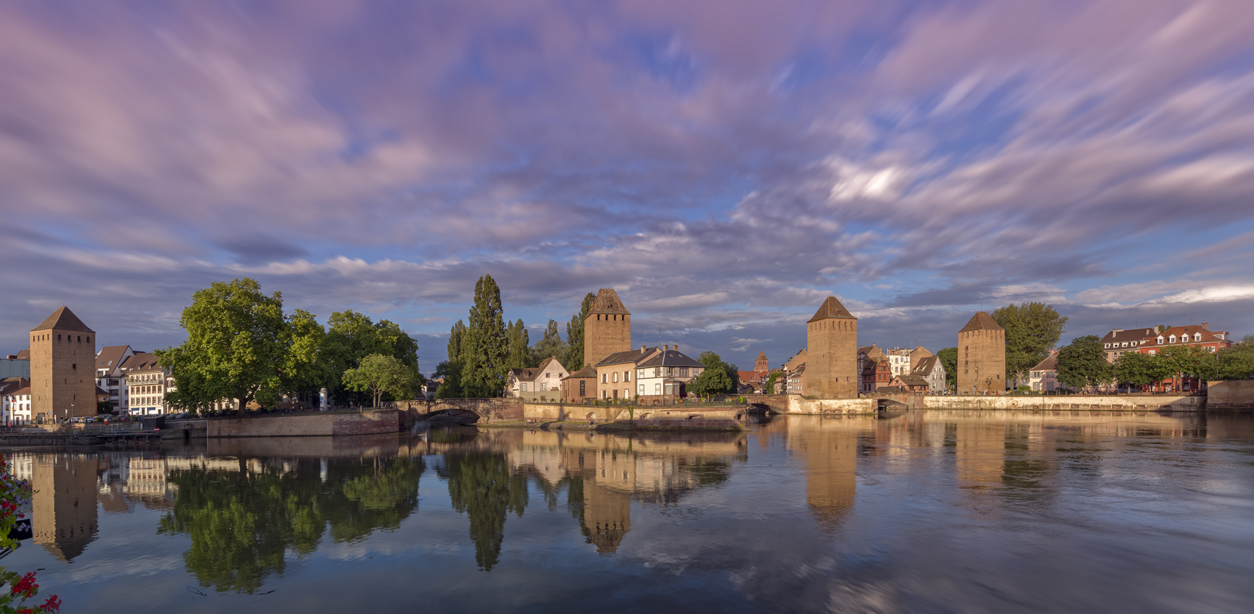 3451R-52R Strassburg Barrage Vauban Panorama Abendstimmung