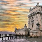 3557TZ Turm Lissabon Abend Torre de Belem von 1515