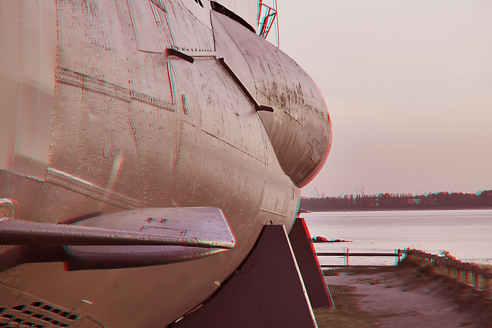 3D-Anaglyph vom UBoot in Laboe