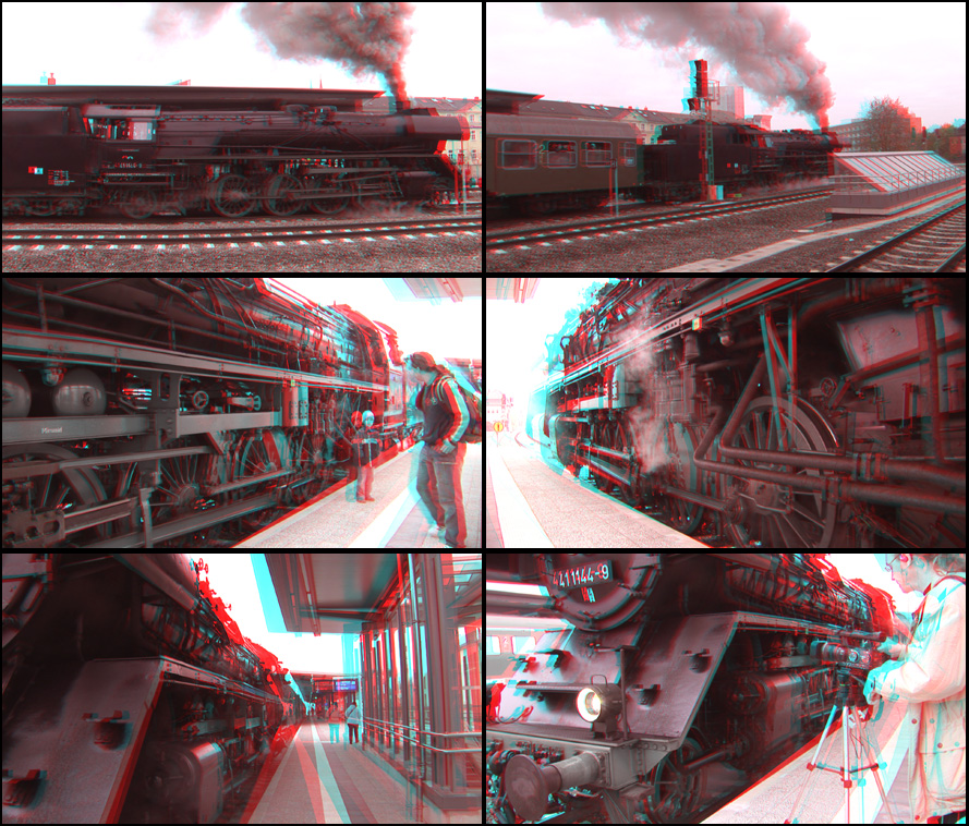 3D-Anaglyphe "Sonderzug auf dem Bahnhof Gera"