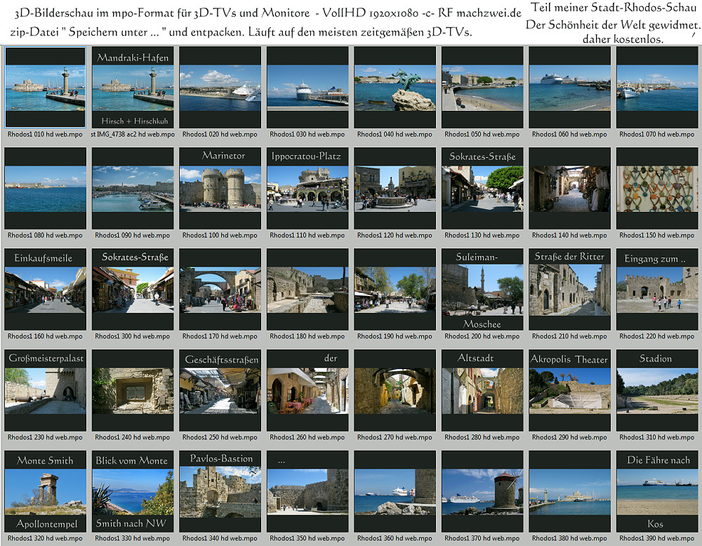 3D-Bilderschau in VollHD: Rhodos-Stadt und Monte Smith - mpo-Dateien für 3D-TV