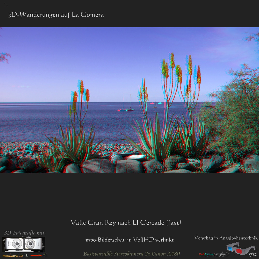 3D-Bilderschau: Wanderung auf La Gomera vom Valle Gran Rey nach Cercado