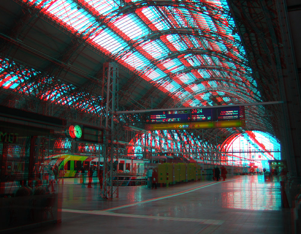 3D Frankfurt Hauptbahnhof (Anaglyphe Rot/Cyan)