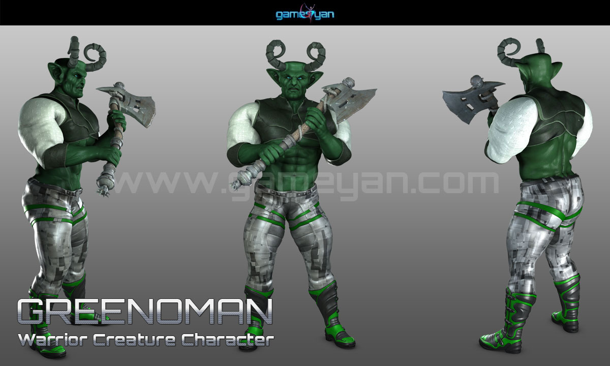 3d greenoman warrior character -modellazione