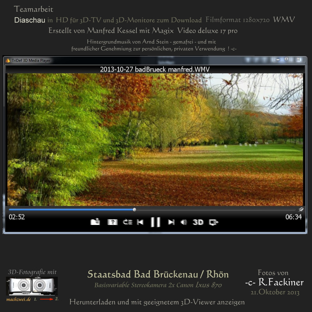 3D-HD Diaschau im WMV-Format - Bild oben in 3D-Direktanzeige