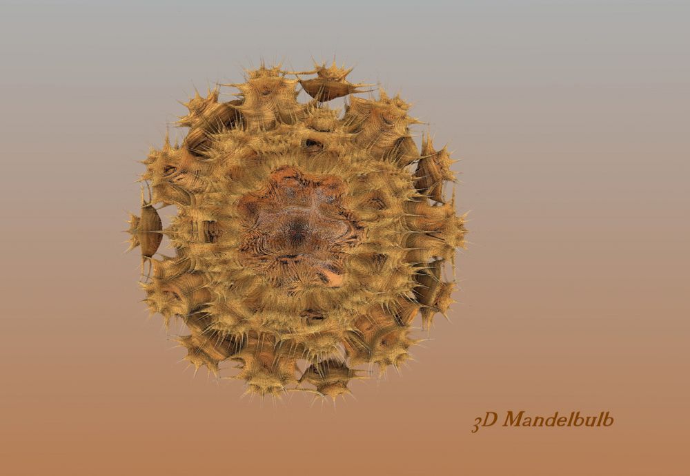 3D Mandelbulb Fraktal - 3D Intertlaced Bild an einem Polfilter Monitor oder 3D TV anschauen.