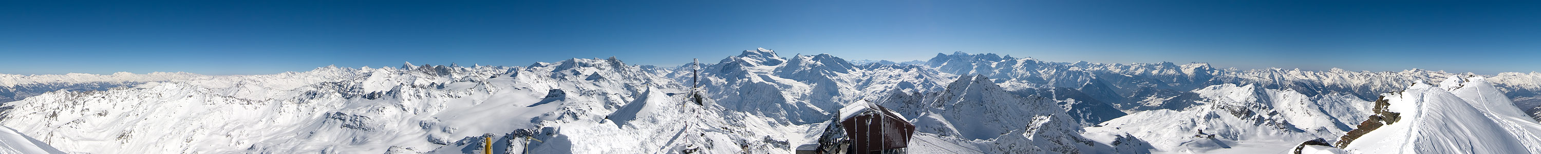 4 Vallées Skigebiet - Panorama auf dem Mt. Fort (3330 m)