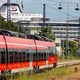 WARNEMMDE. BLICK VOM BAHNOF ZUM HAFEN.