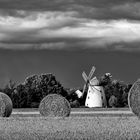 4369M Strohballen und Windmühle Panorama SW