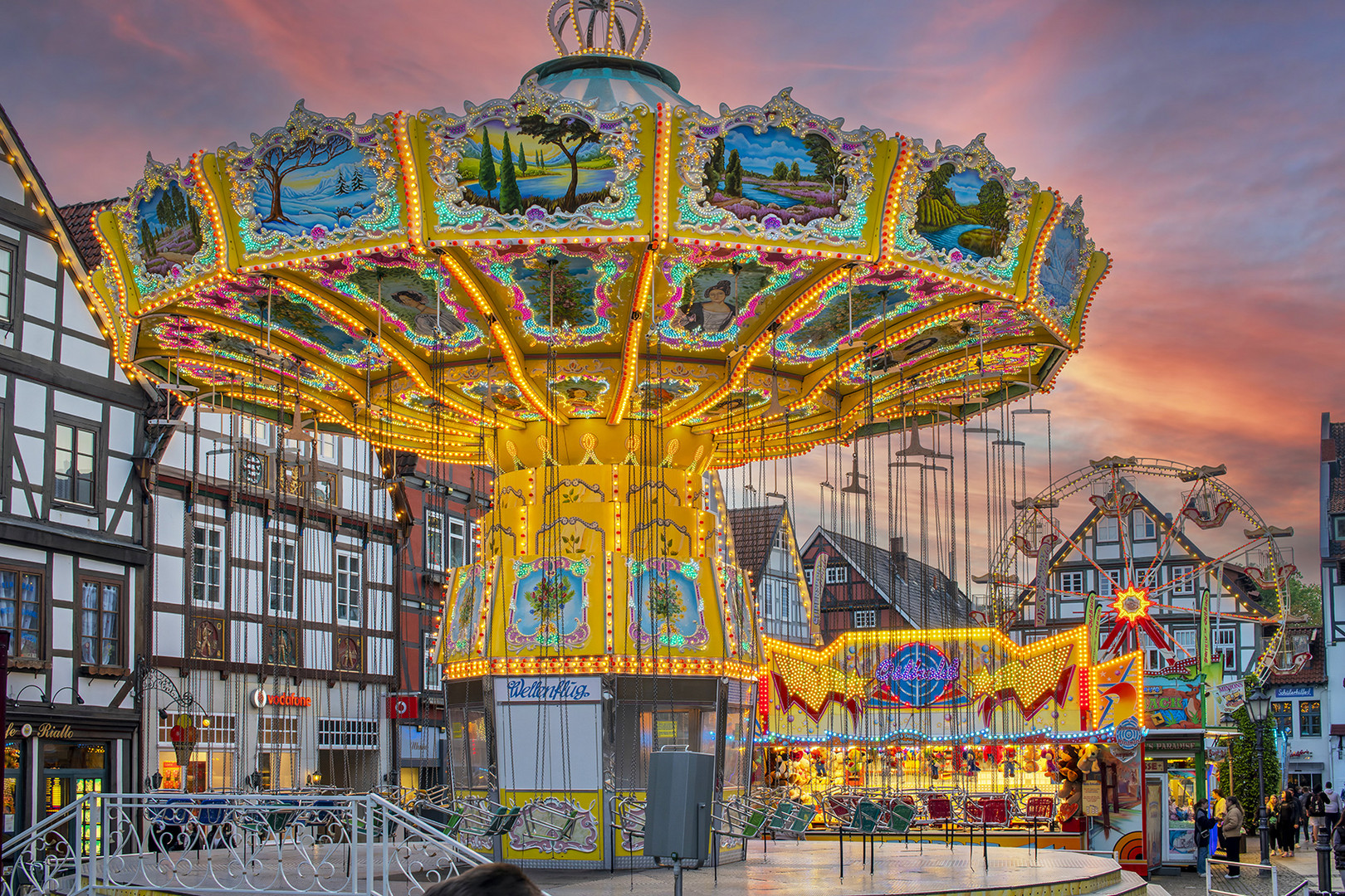 4436SC Messelichter Abendstimmung Messe Marktplatz Rinteln