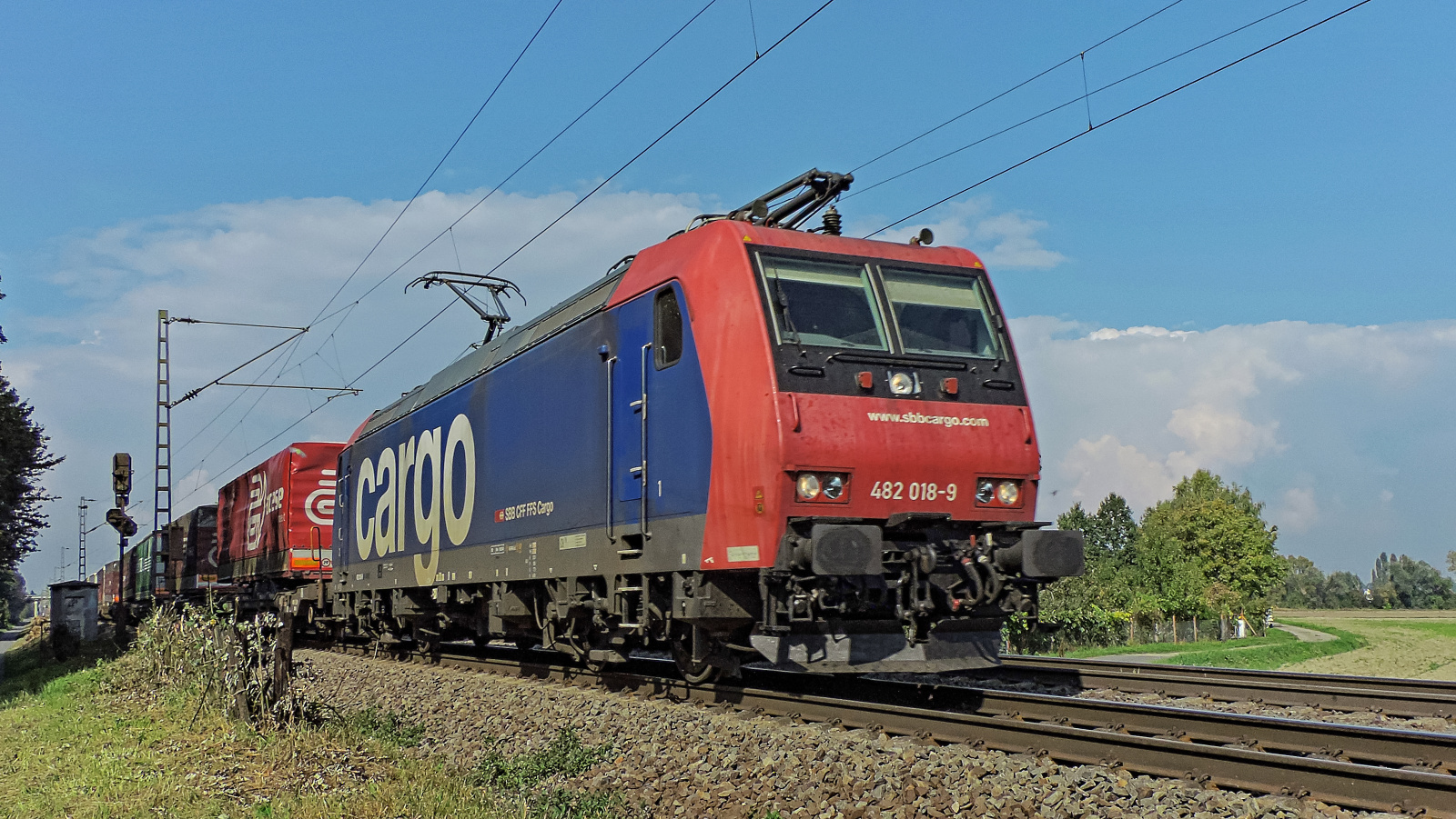 482 018-9 SBB Cargo mit einem Containerzug