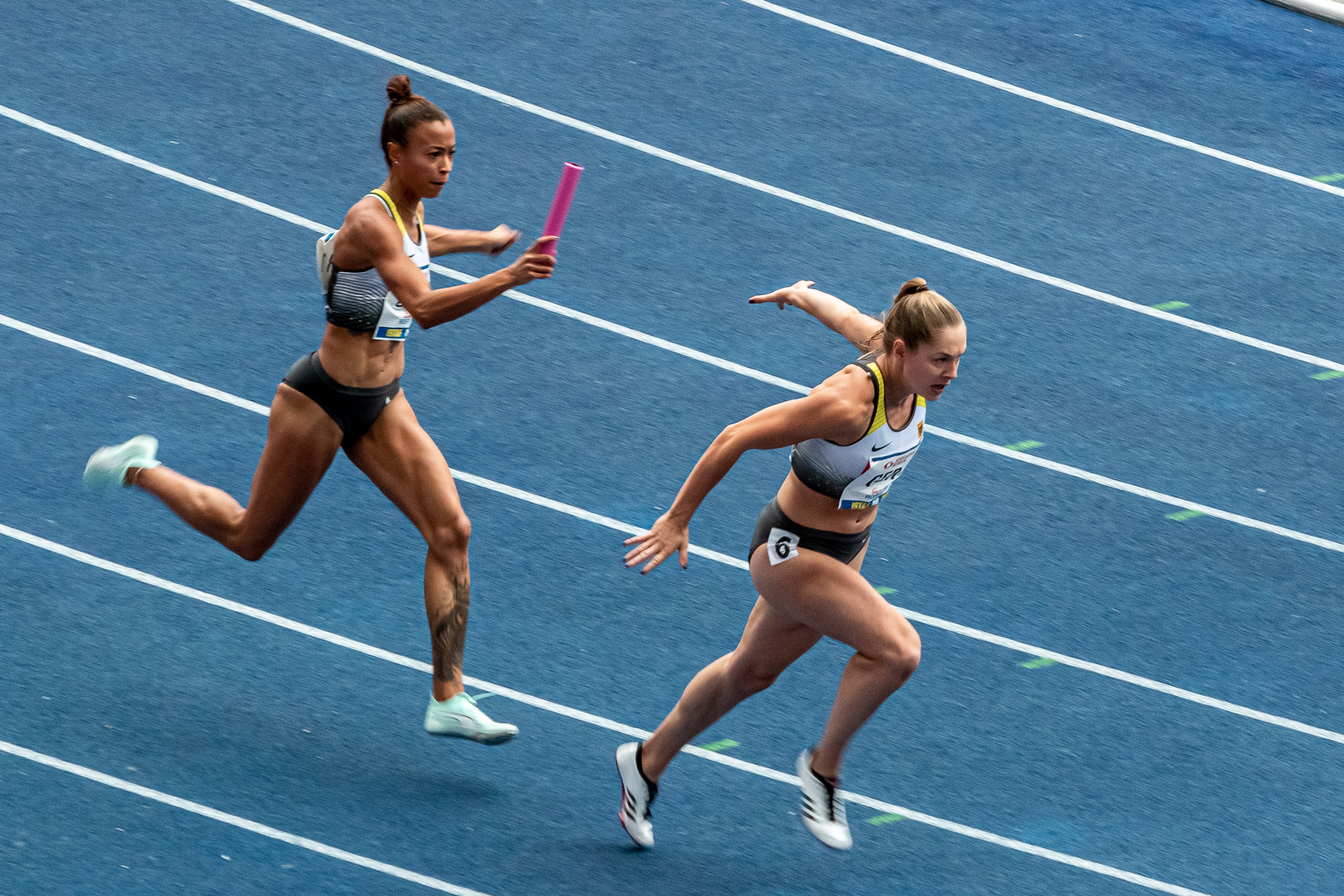 4x100 m Staffel - kurz vor der Stabübergabe