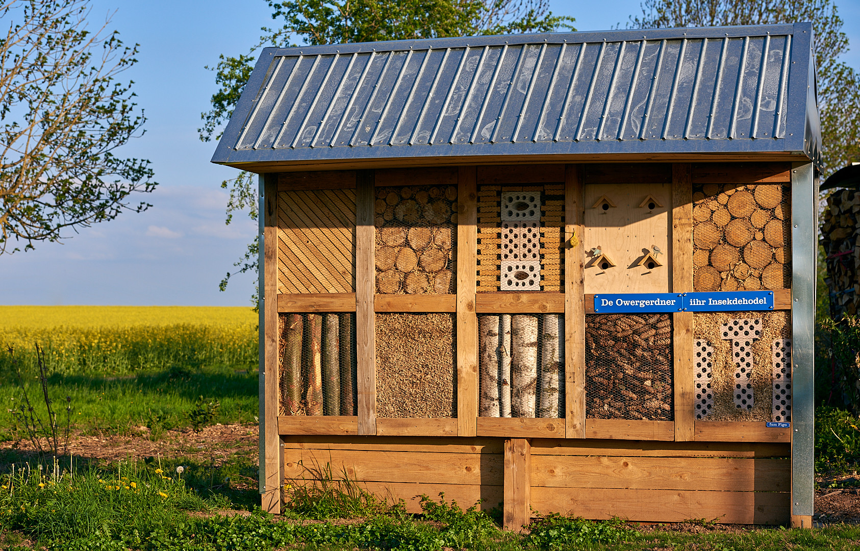 5 *****  Sterne Luxus Insektenhotel, es steht in der Seitenstraße von mir.