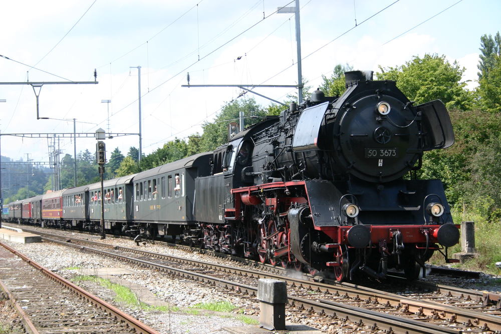 50 3673 mit einem Sonderzug zur "Badenfahrt" bei Würenlos