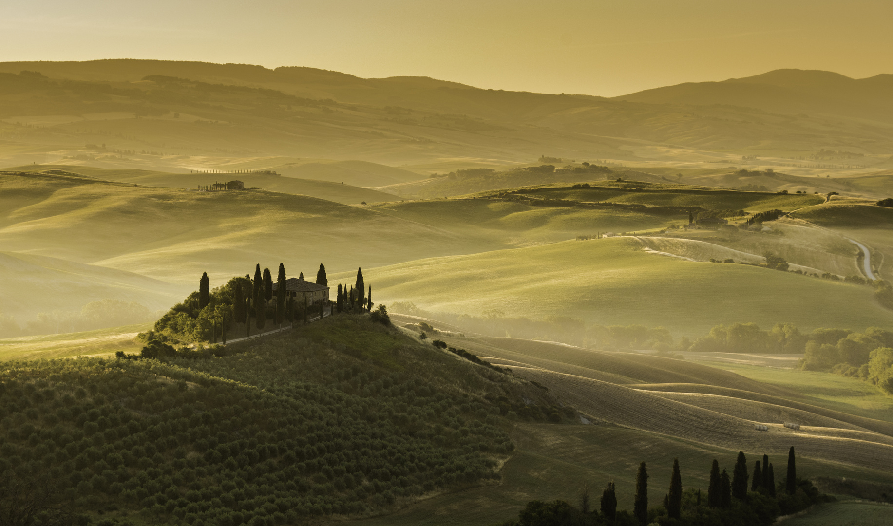 5,38 Uhr Sonnenaufgang Val d'Orcia