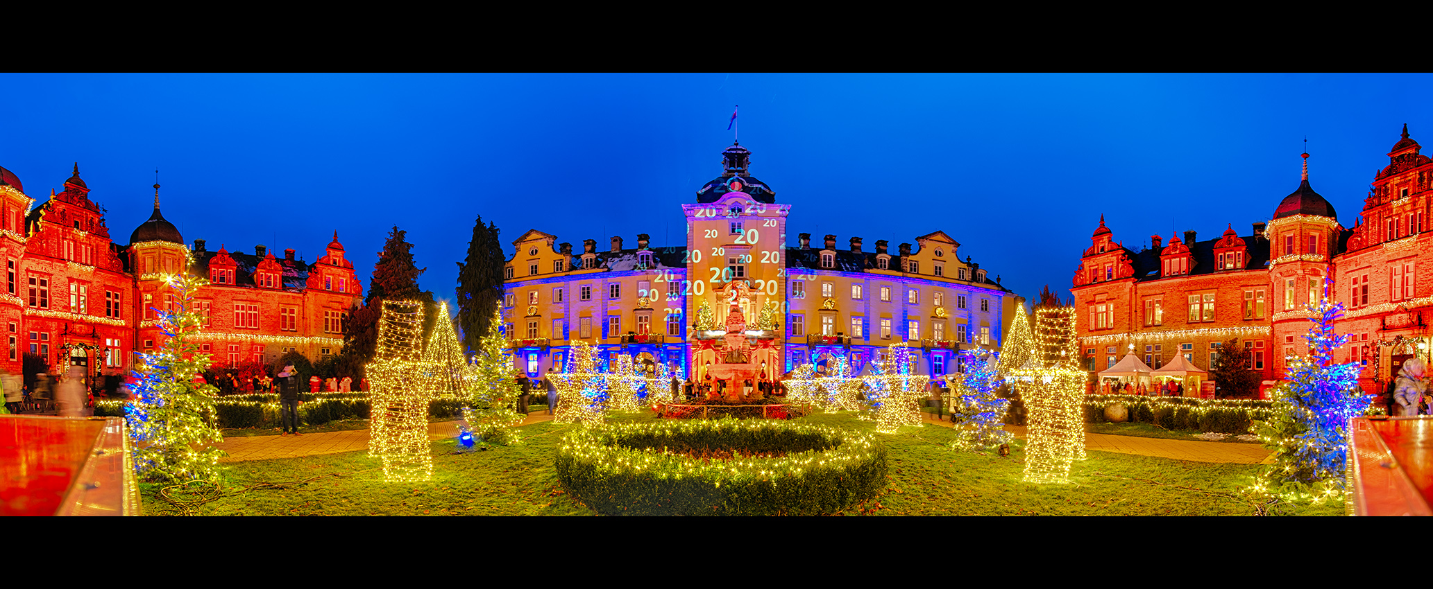 5384SC-89SC Schloss Bückeburg Weihnachtszauber Panorama beleuchtet 