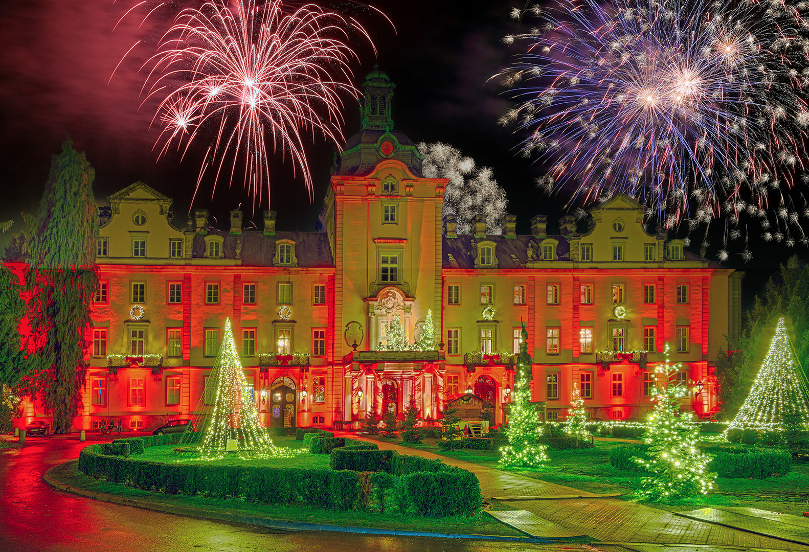 5447SC-52SC Schloss Bückeburg  Beleuchtung  mit Feuerwerk