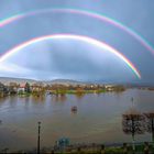 5498SC Doppelter Regenbogen bei Hochwasser in Rinteln an der Weser
