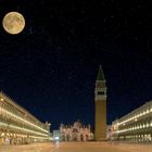 551B-68B Markusplatz Venedig Nacht mit Sternenhimmel und Mond