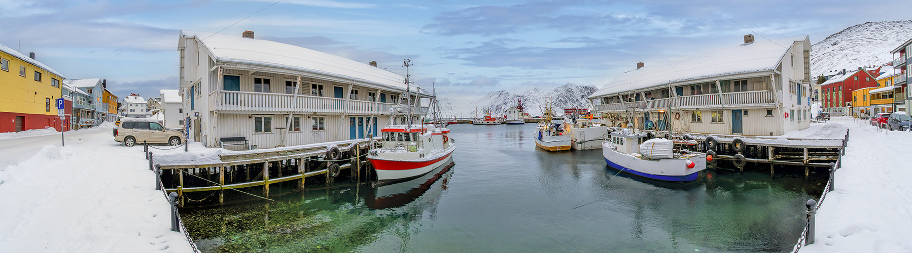 6565SB-68SB Hafen Panorama Honnigsvag Norwegen Winter