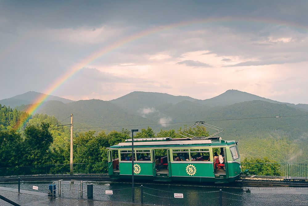 DSC_5520Drachenfelsbahn mit Regenbogen von Ulrich A Wilbert