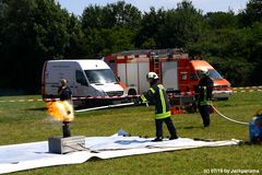 75 Jahre Freiw. Feuerwehr Feldhausen / Demonstration einer Fettexplosion