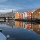 7886R Panorama Trondheim Lagerhäuser Fluss Nidelv Nidaros-Dom