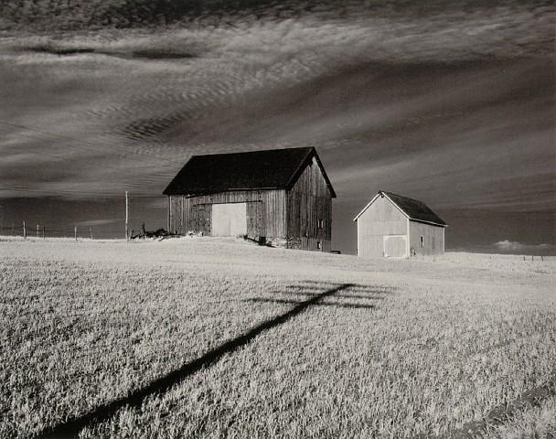 8 - Minor White, 'Two Barns and Shadow', in the vicinity of Naples and Danseville, New York, 1955