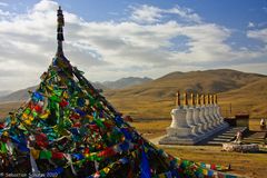 8 Stupas am Kyogche La (auf ca 4.500 m Höhe