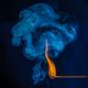 Streich Holz Flamme Blau Rauch