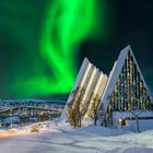 8162R Tromso Norwegen Eismeerkathedrale Winter Nordlicht