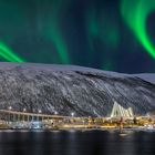 8176Rff Tromso Norwegen Winter Eismeerkathedrale Nordlicht