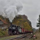 83-159 am 01.11.19 mit Güterzug mit Scheune bei Banovice