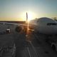 Sonnenuntergang ber einer Boeing 777 in Atlanta