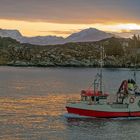 879R Fischtrawler Lichtstimmung am Fjord Norwegen Hurtigruten