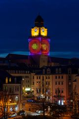 900 Jahre Plauen- Lichtspiele am Rathausturm